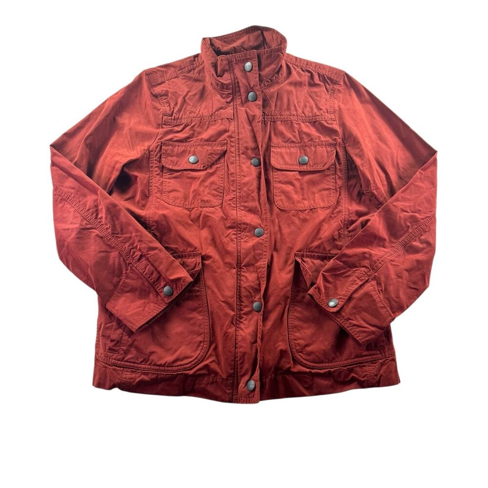 L.L. Bean Signature Waxed Field Utility Jacket M Red Orange Full Zip Barn Coat